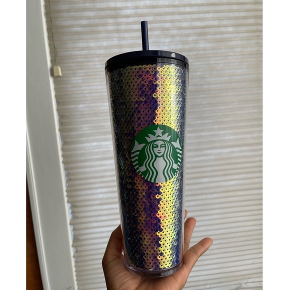 NWOT Starbucks Limited Edition 2020 Holiday Sequin Tumbler Cup 24oz - Picture 6 of 6